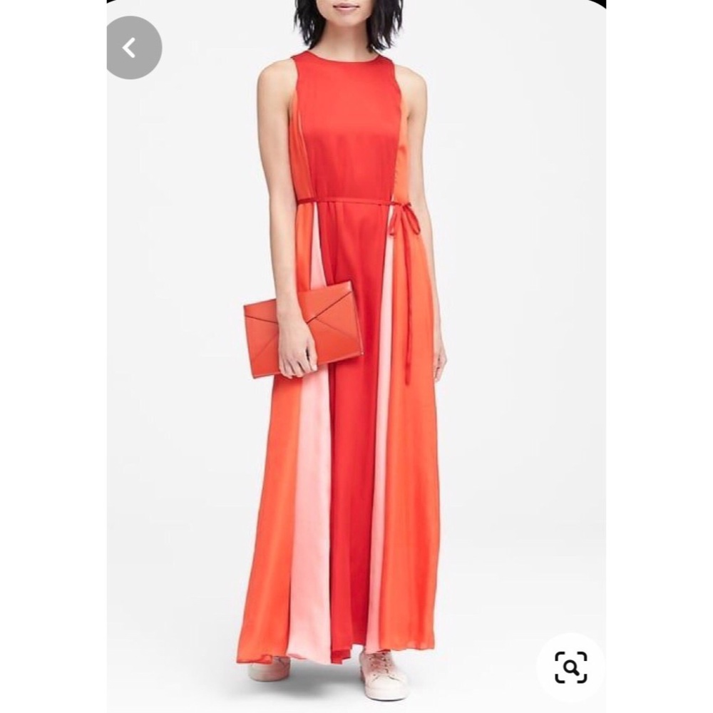 Banana Republic Color Block Orange Paneled long Maxi Dress sz.0